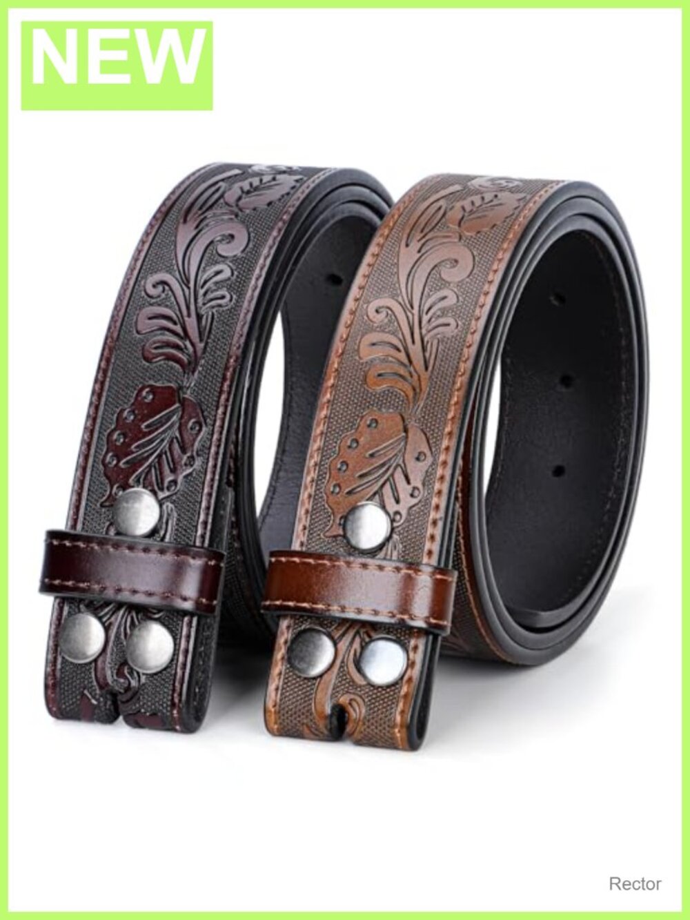 2 Pack Cowboy Leather Belt Strap Without Buckle Unisex Belt